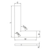 INSIZE Measuring Equipment Insize 90° Flat Edge Square 250x165mm Range Series 4791-250